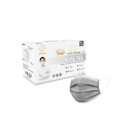 Khẩu Trang Y Tế 4 Lớp Đồng Sen Vip Xám